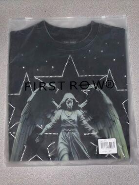 First Row Men's Black Graphic Short Sleeve Tee - Angel Star Design